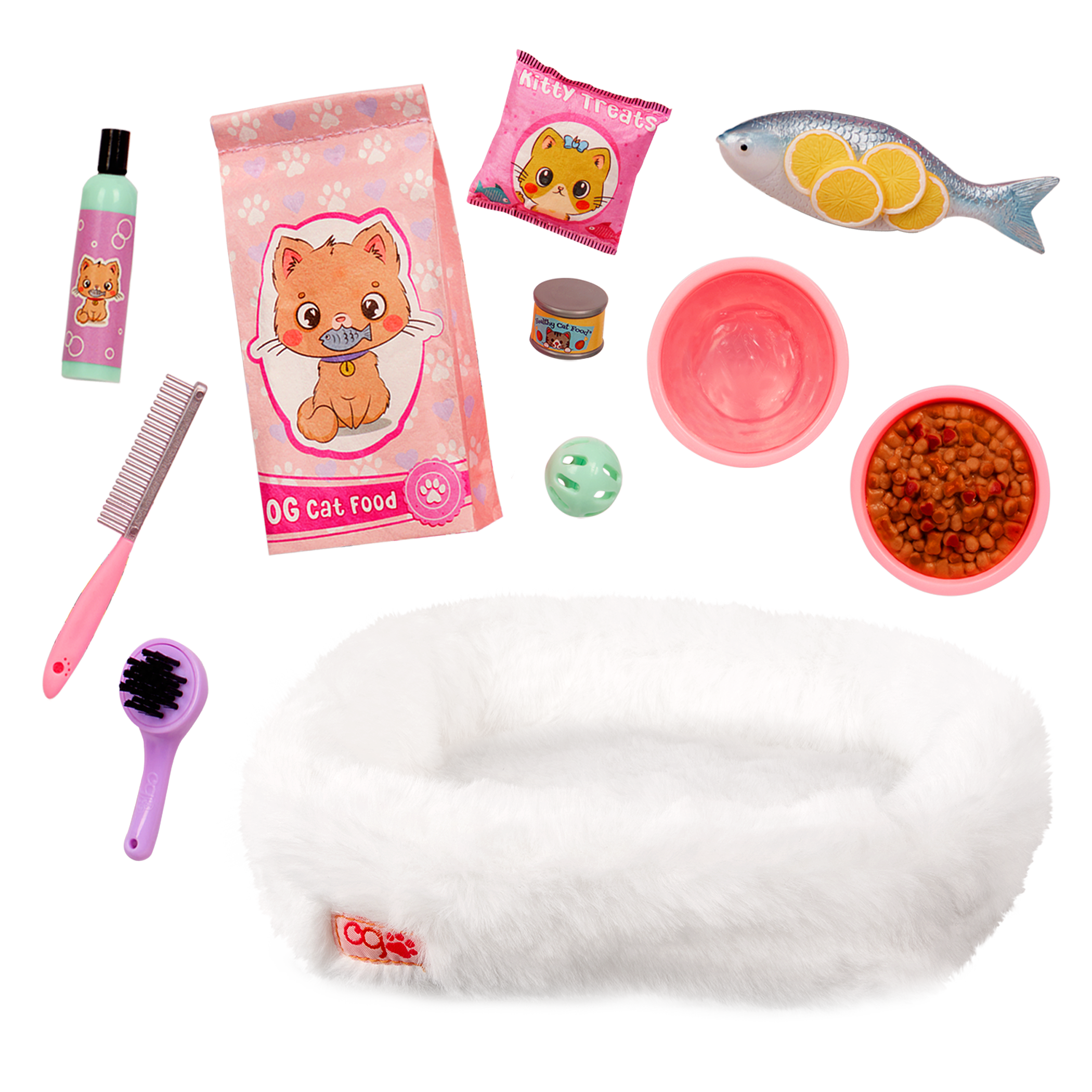 Our Generation Accessories Feline Fabulous Cat Plush Bed & Accessories for 18" Dolls