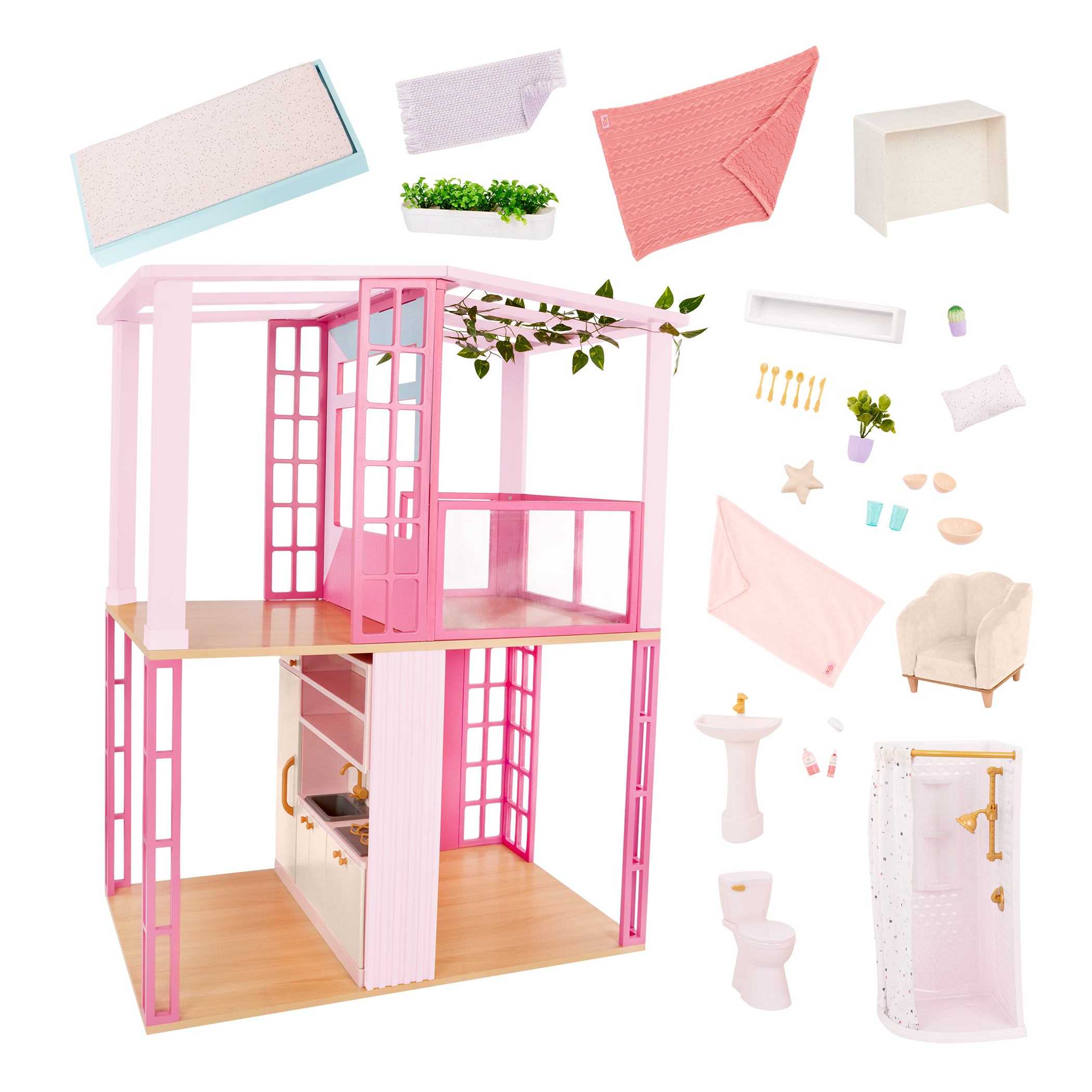 Our Generation Sunshine Loft 2-Floor Pink Dollhouse