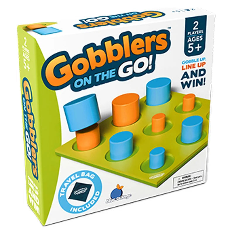 Blue Orange Games Gobblers On The Go – 2-Player Wooden Travel Strategy Game with Travel Bag (Ages 5+)