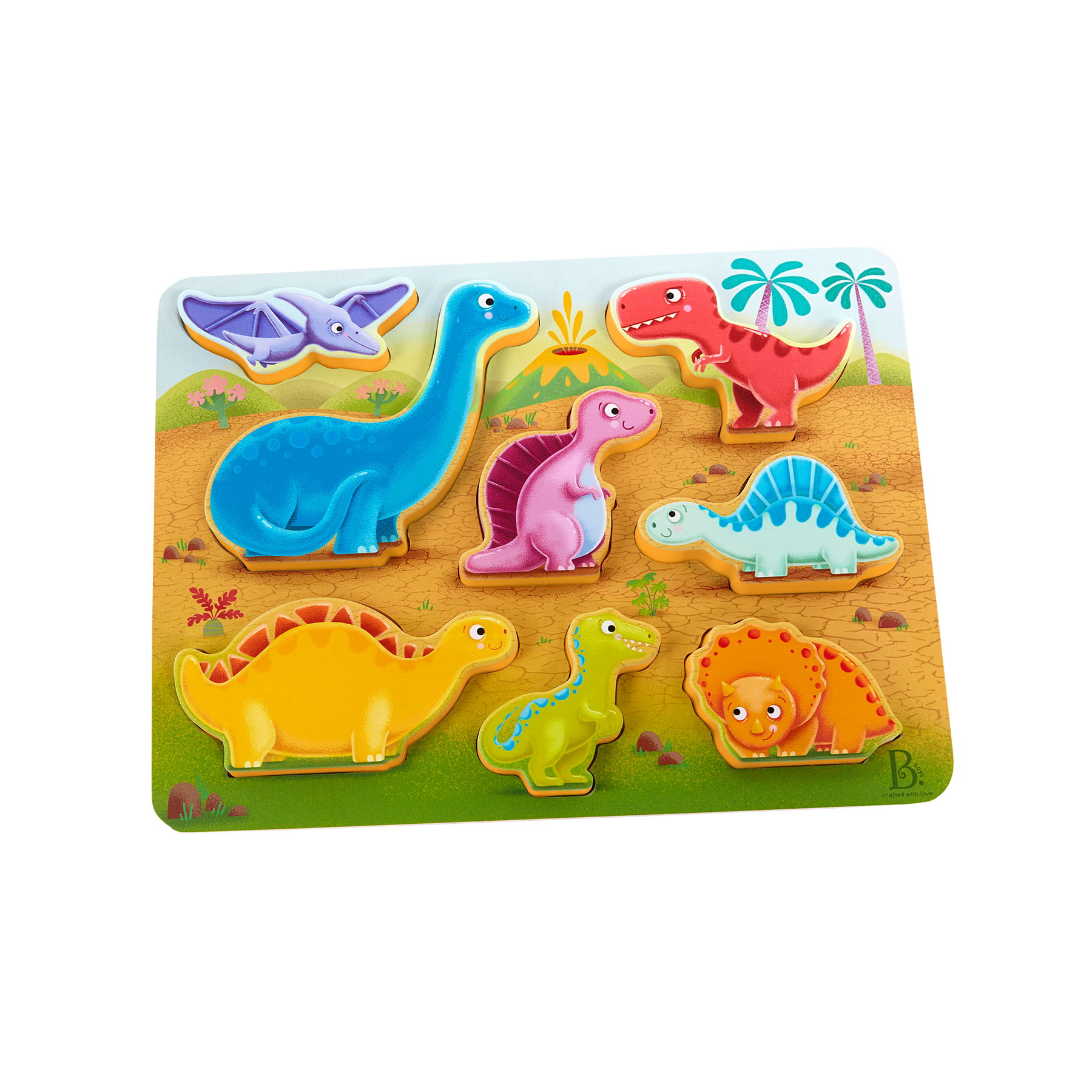 B Toys Dinosaur Chunky Wooden Puzzle 8 Piece