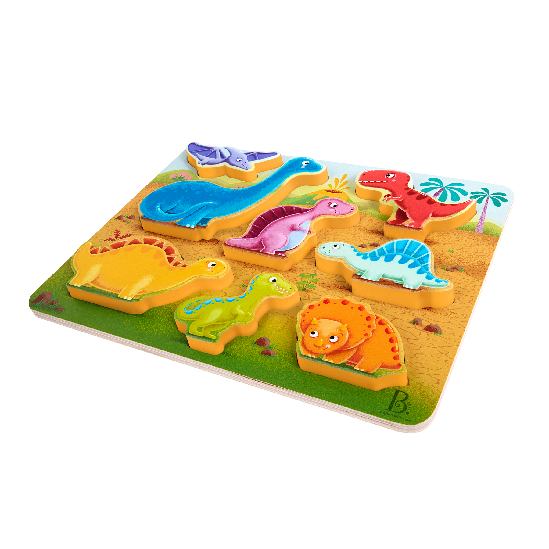 B Toys Dinosaur Chunky Wooden Puzzle 8 Piece