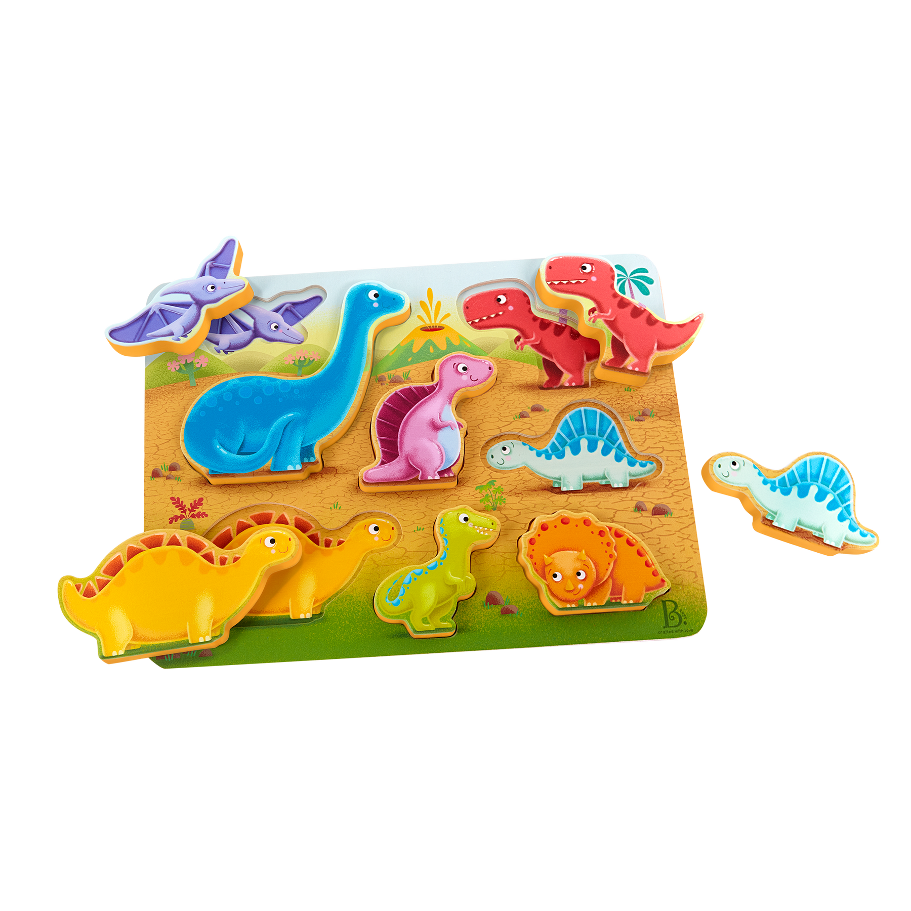 B Toys Dinosaur Chunky Wooden Puzzle 8 Piece