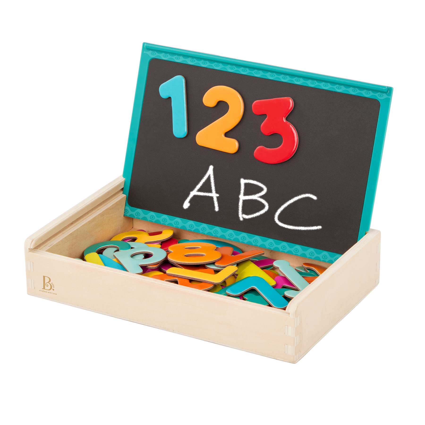 B Toys Magnetic Letters Numbers Wooden Box 63 pieces