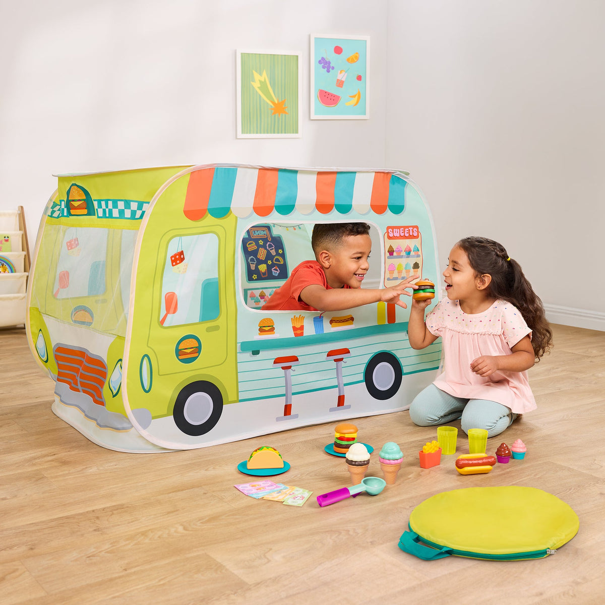 B. Toys Pop-Up Good-to-Go Food Truck – Foldable Play Tent with Food Accessories & Storage Bag (Ages 3+)
