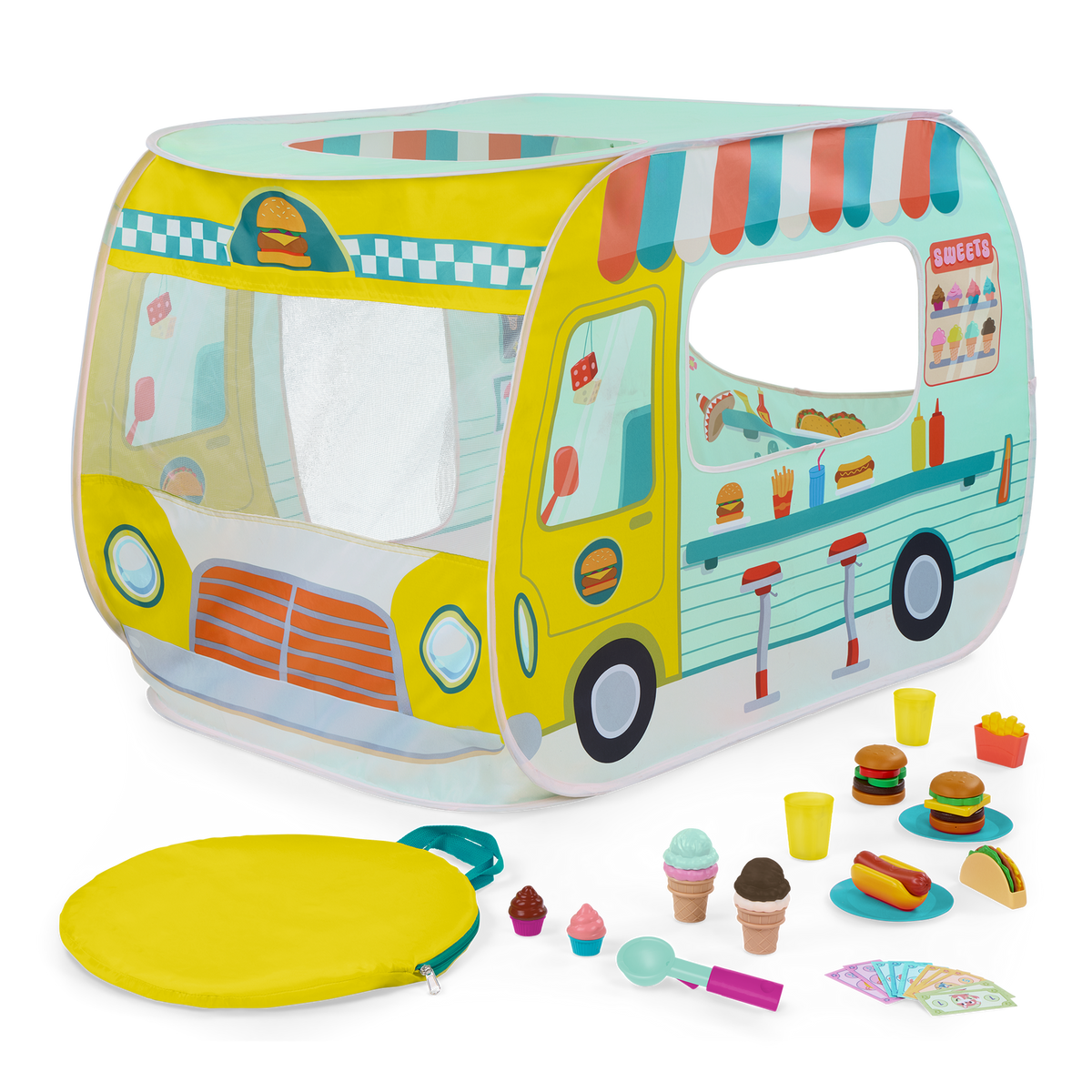 B. Toys Pop-Up Good-to-Go Food Truck – Foldable Play Tent with Food Accessories & Storage Bag (Ages 3+)