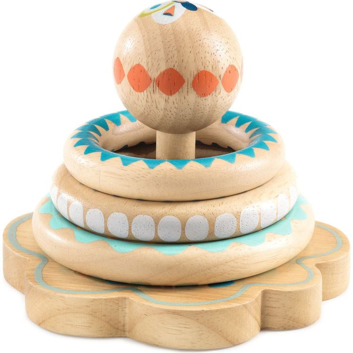 Djeco BabyHoopi – First Wooden Ring Stacking Toy for Babies (Ages 10m+)