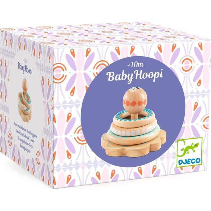 Djeco BabyHoopi – First Wooden Ring Stacking Toy for Babies (Ages 10m+)