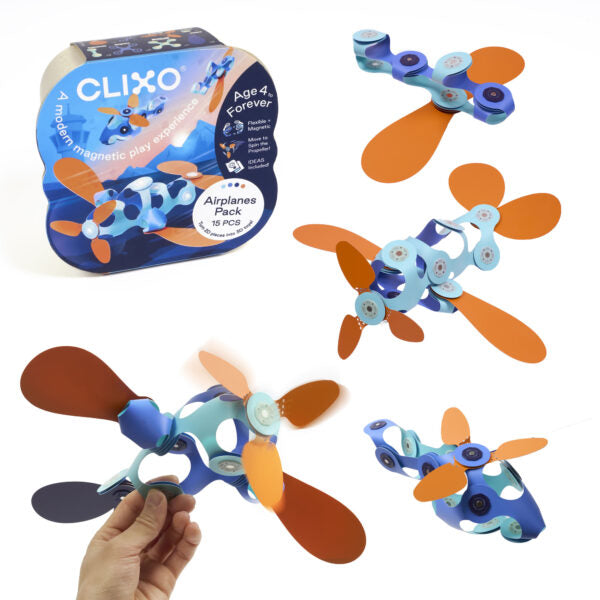 Clixo Airplanes Pack – 15-Piece Flexible Magnetic Building Set for Kids (Ages 6+)