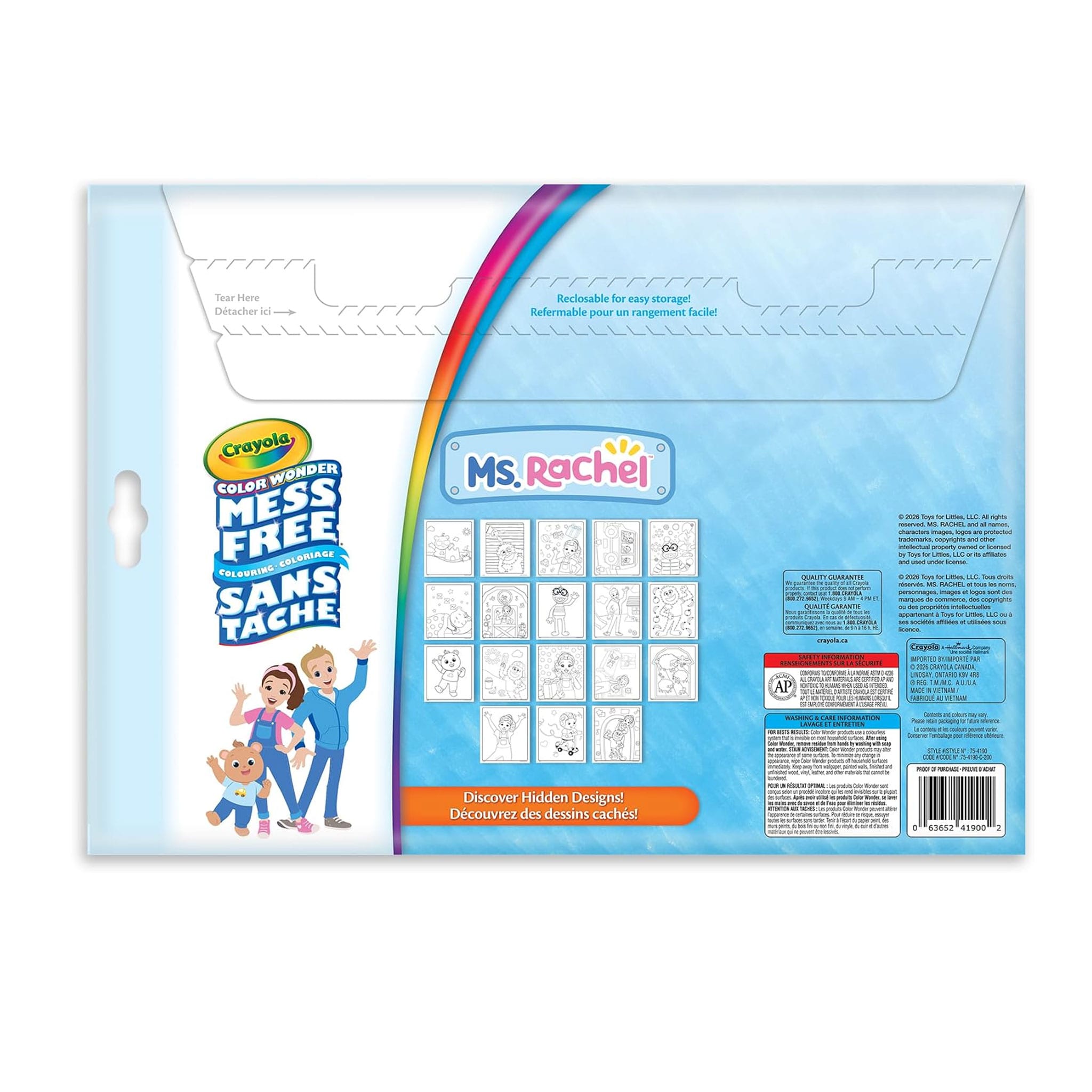 Crayola Color Wonder Foldalope with 4 Markers Ms. Rachel – Mess-Free Toddler Art Kit in Envelope (Ages 1+)