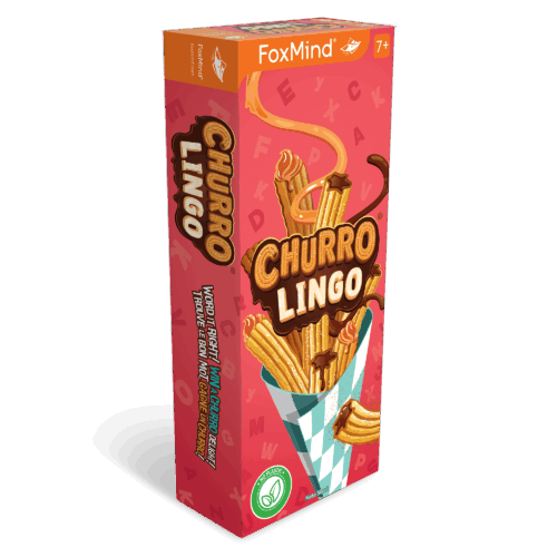 FoxMind Churro Lingo – Sweet Word-Building Party Game Where You Flip Letters & Form Words (Ages 8+, 2–5 Players)