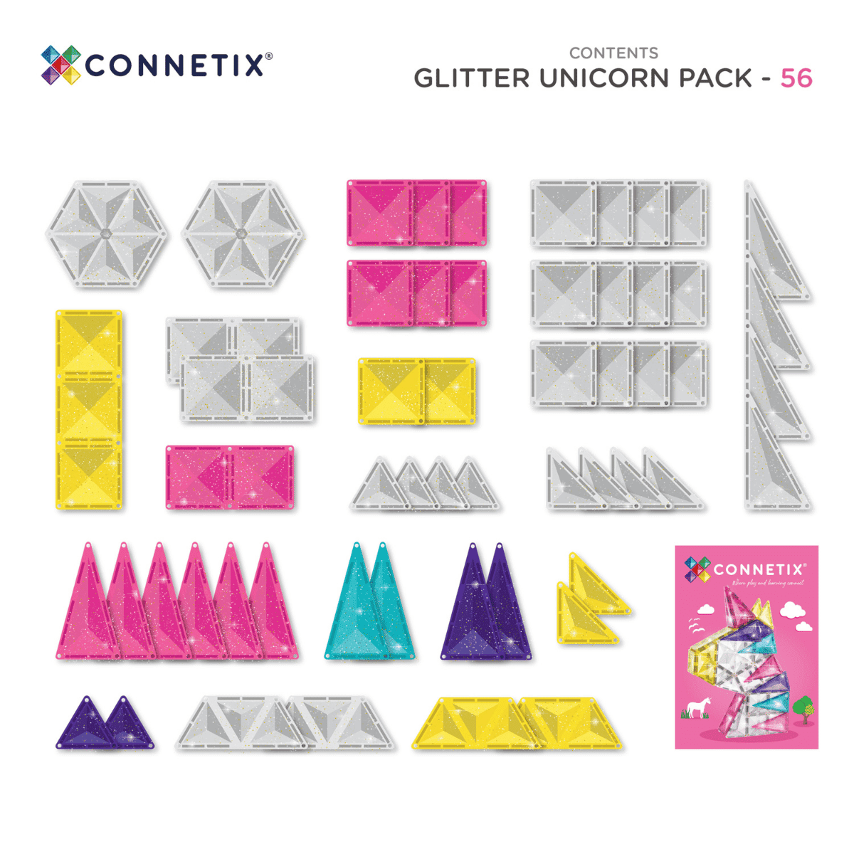 Connetix Glitter Unicorn Pack (56 pcs)