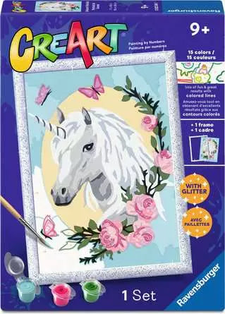 Ravensburger CreArt Kids Unicorn Portrait with Glitter – Large Glitter Paint Art Kit (Ages 7+)
