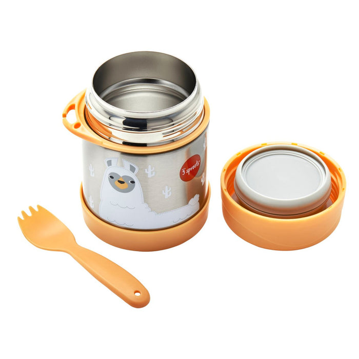 3 Sprouts Stainless Steel Food Jar and Spork - Llama
