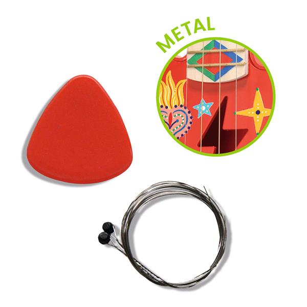 Djeco Animambo Rock Guitar – 4-String Kids Guitar with Shoulder Strap (Ages 3+)