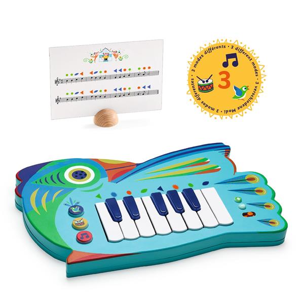 Djeco Animambo Electronic Bird Keyboard – 3-Mode Kids Keyboard with Birdsong, Instruments & Piano (Ages 3+)