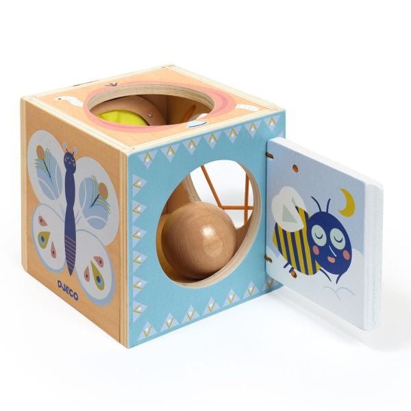 Djeco BabyBox – 4-Way Peekaboo Wooden Activity Box for Babies (Ages 10m+)