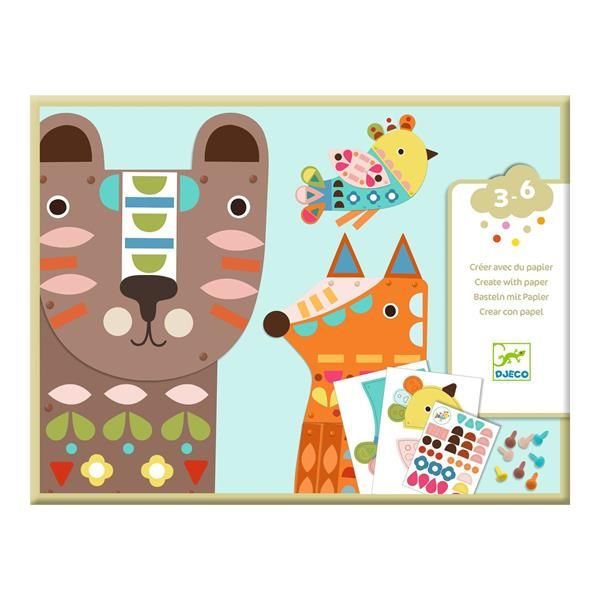 Djeco 3 Giant Animals Collage Kit – Build & Decorate a 50cm Bear, 40cm Fox & 28cm Bird (Ages 4+)