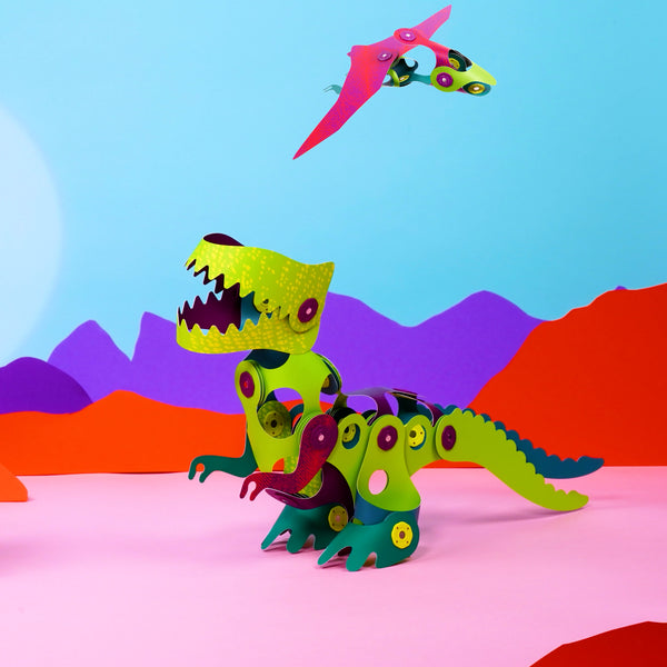 Clixo Dino Adventure Pack – 36-Piece Flexible Magnetic Building Set for Kids (Ages 6+)