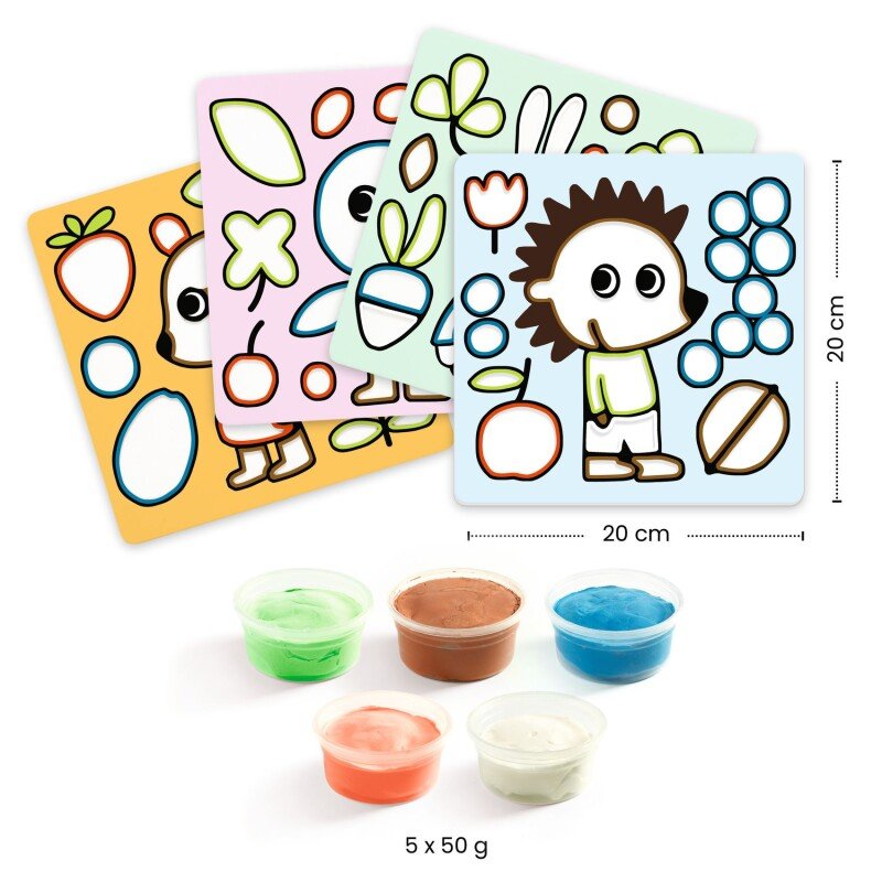Djeco Naughty Garden Friends Air-Dry Clay Colouring Kit – Mess-Free Texture Art (Ages 4+)
