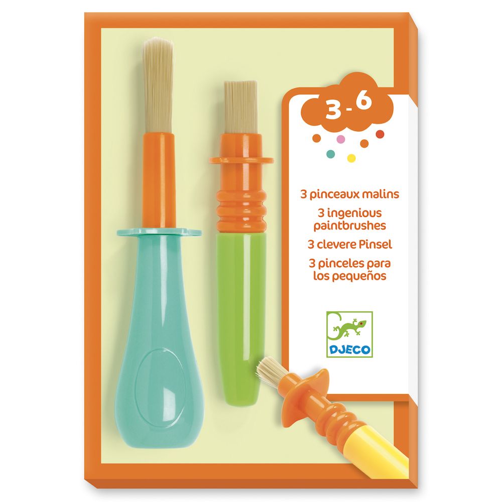 Djeco 3 Special Effect Paintbrushes – Creative Art Brushes for Kids (Ages 3+)