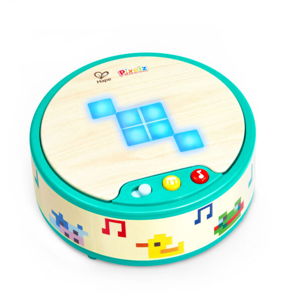 Hape Bright Beats Pixel Drum – LED Light-Up Electronic Drum Toy with 5 Songs (Ages 3+)