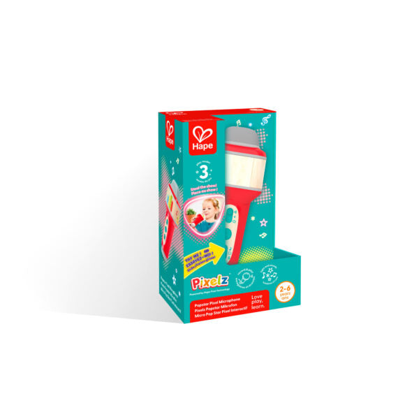 Hape Popstar Microphone – Kids Voice-Changing Toy Mic with 5 Background Tracks & Pixel Lights (Ages 3+)