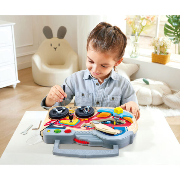 Hape Little Racer's Busy Board – Race Car Themed Fine Motor Activity Board with Engine Sound (Ages 12m+)