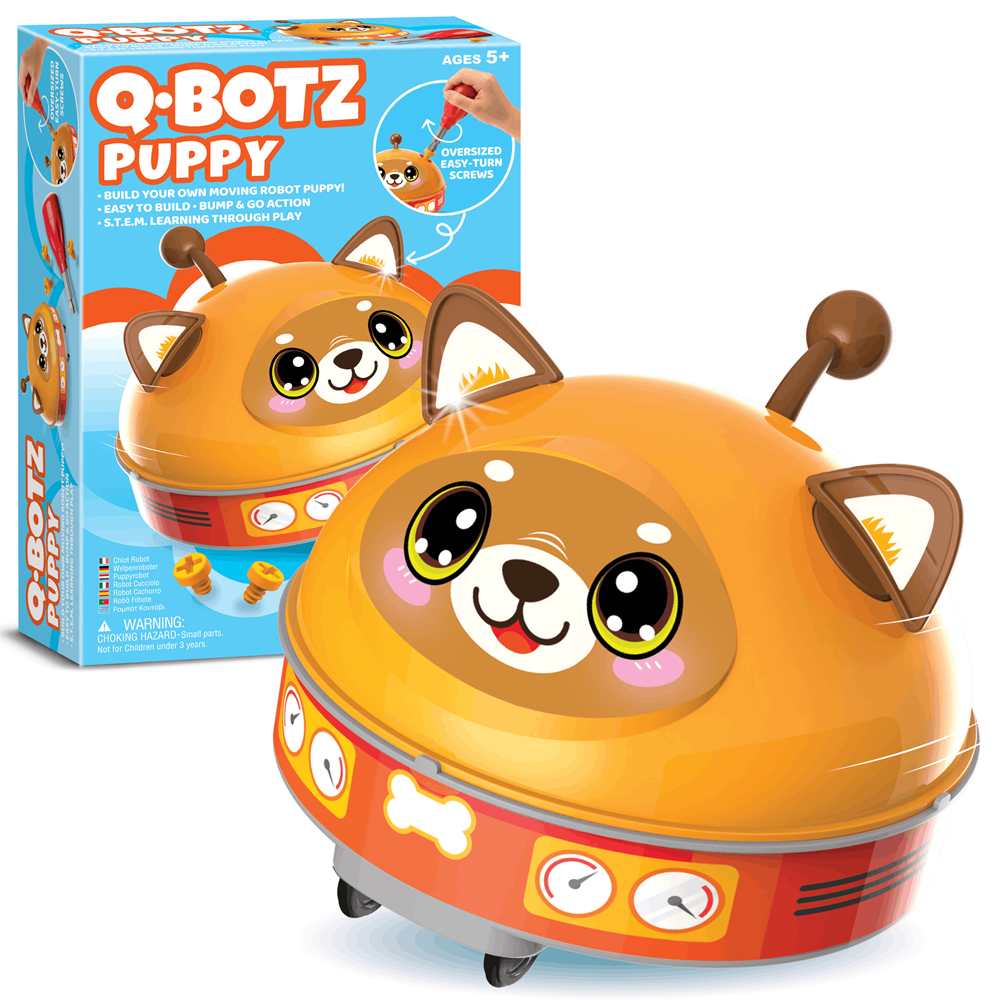 4M Q.Botz Puppy Robot Kit – Build Your Own Rolling STEM Robot with Obstacle Avoidance (Ages 5+)