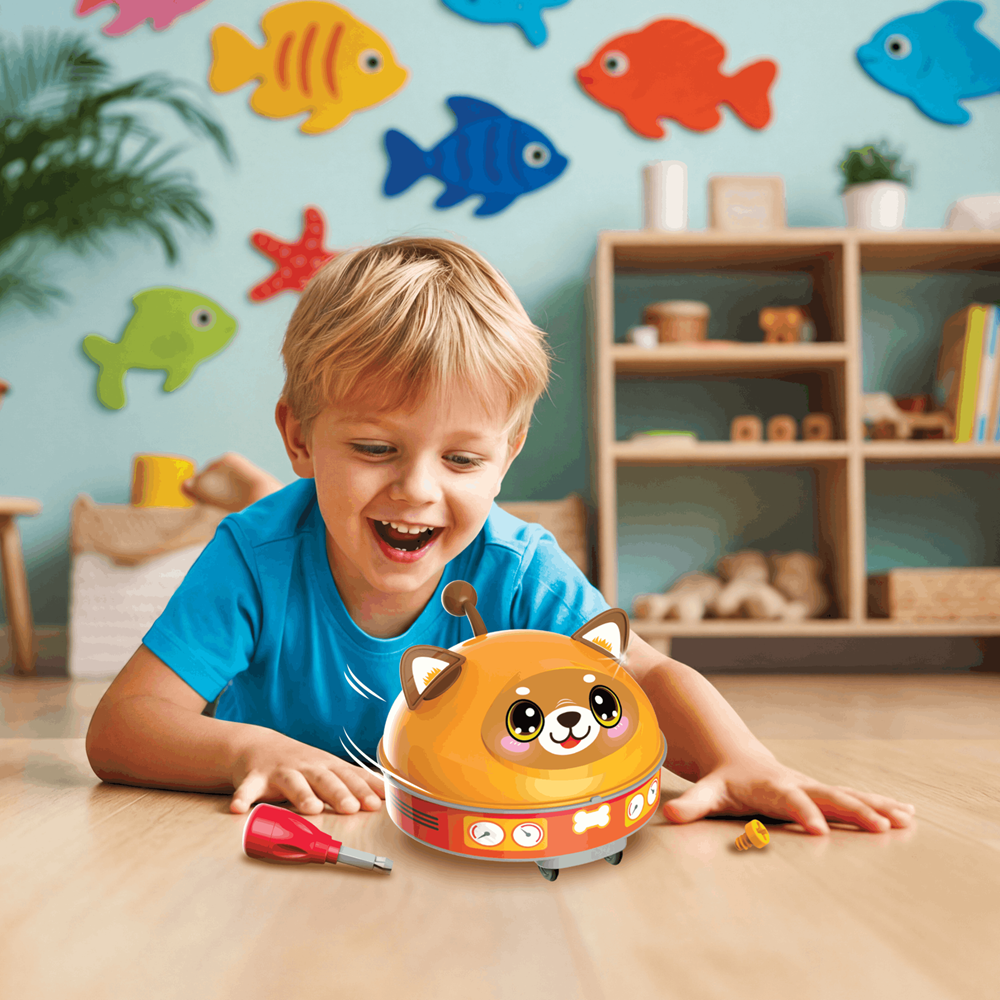 4M Q.Botz Puppy Robot Kit – Build Your Own Rolling STEM Robot with Obstacle Avoidance (Ages 5+)