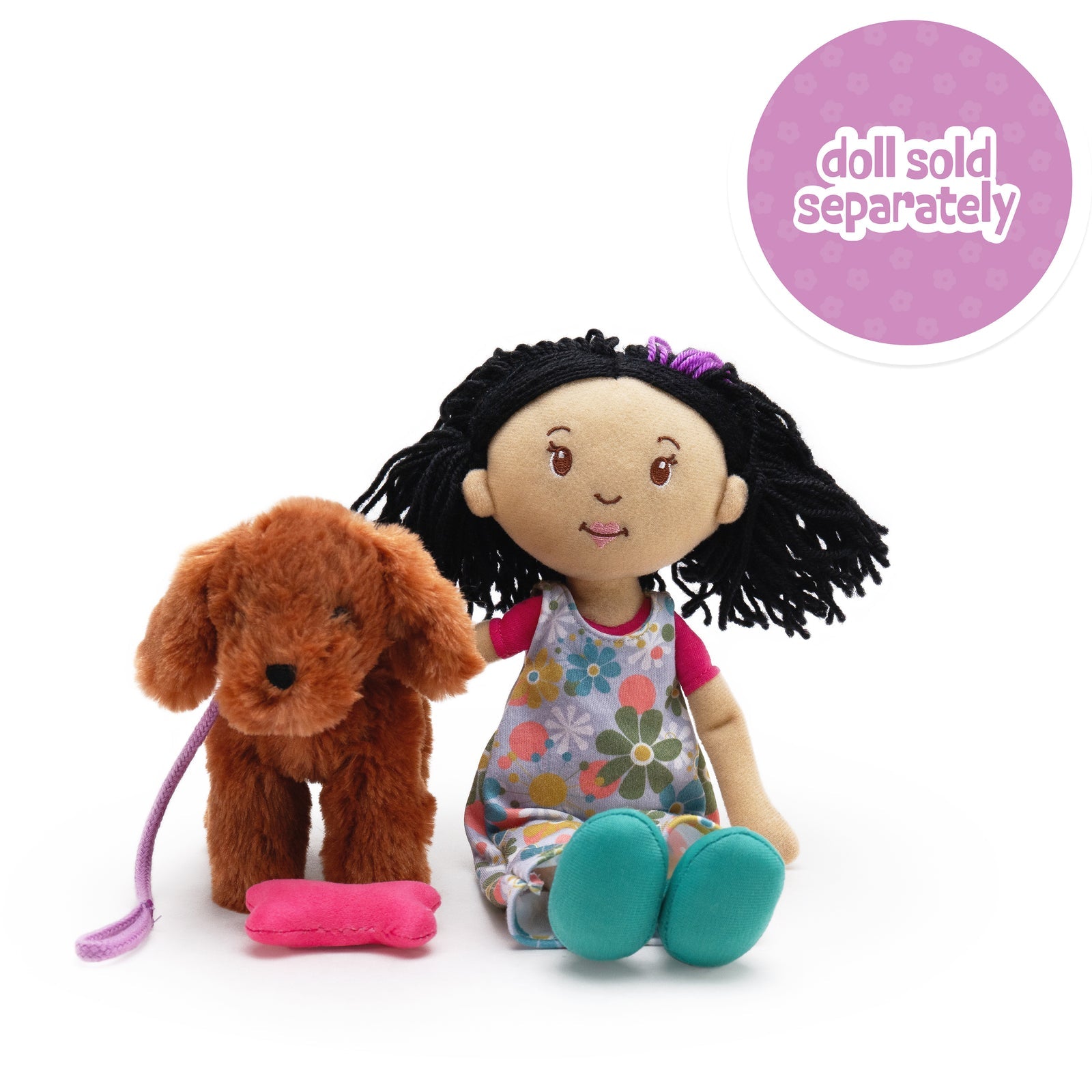 Manhattan Toy Groovy Girls Petals the Groovy Doll Dog – Soft Pet with Leash & Magnetic Bone in Doghouse Box (Ages 3+)