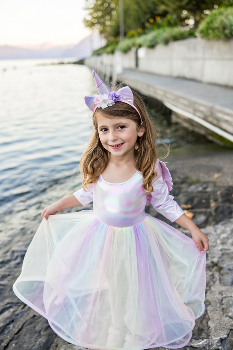 Great Pretenders Alicorn Dress with Wings & Headband, White, Size 5-6