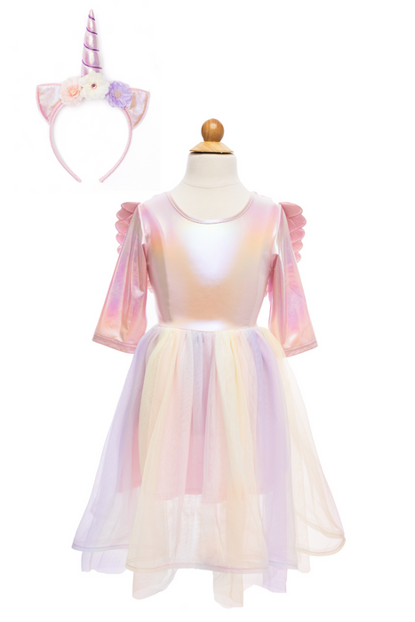 Great Pretenders Alicorn Dress with Wings & Headband, White, Size 3-4