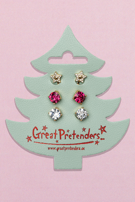 Great Pretenders Holiday Pleather Tree Clip on Earrings, 3pair