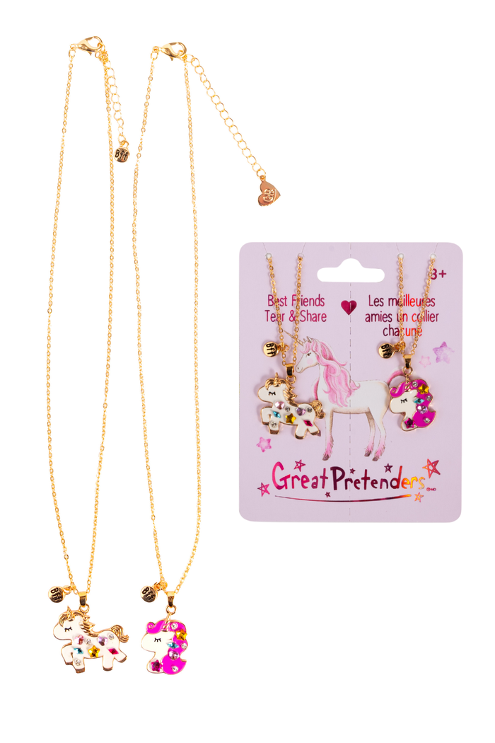 Great Pretenders Bejewelled Unicorns Tear & Share Necklace – Kids BFF Shareable Necklace (Ages 5+)
