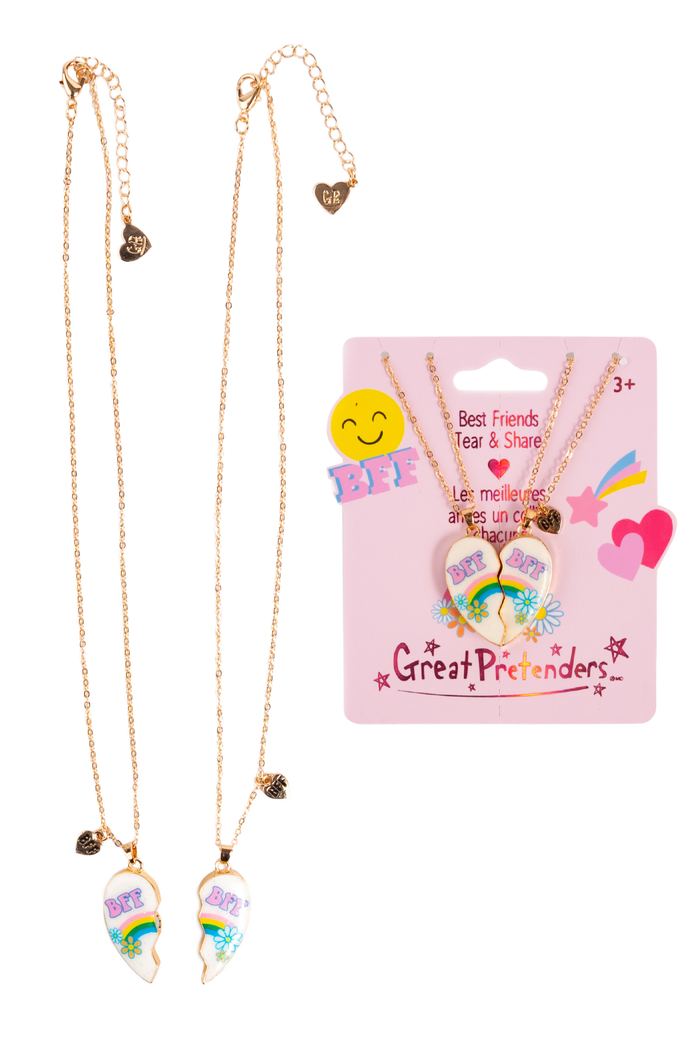 Great Pretenders Bodacious Besties Tear & Share Necklace – Kids BFF Shareable Necklace (Ages 5+)
