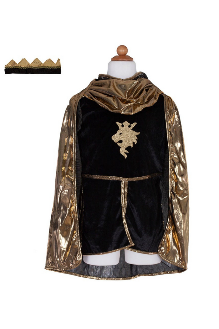 Great Pretenders Golden Knight Costume Set – Tunic, Cape & Crown Size 3-4 (Ages 3+)
