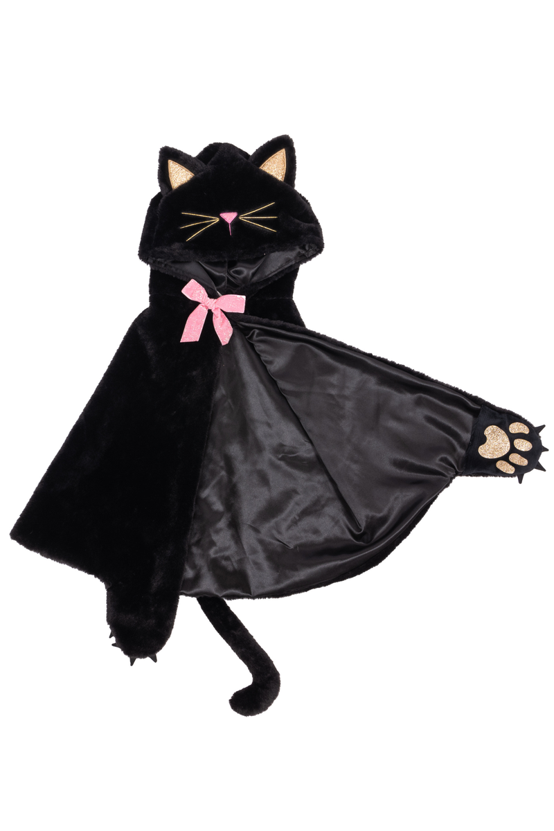Great Pretenders Cat Cuddle Black Cape – Kids Hooded Costume Cape Size 4-6 (Ages 4+)