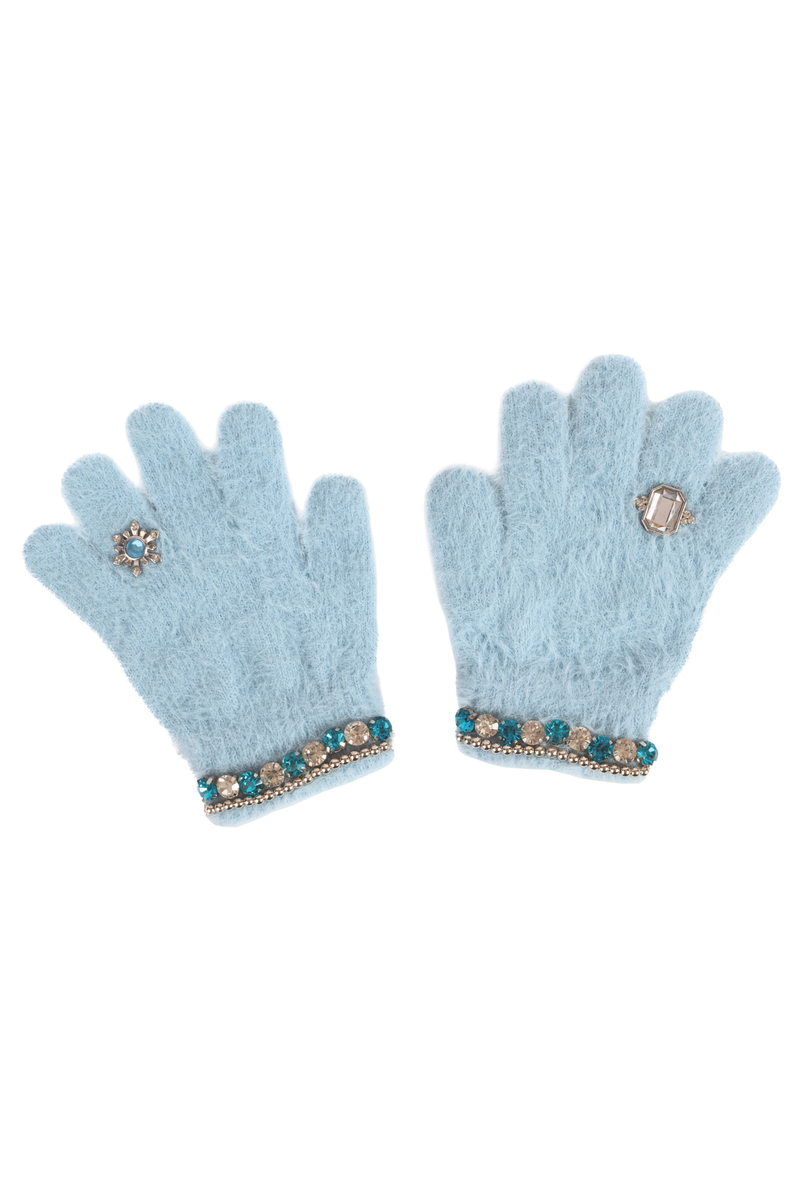 Great Pretenders Boujee Bijou Light Blue Dress-Up Gloves – Kids Fancy Play Gloves (Ages 3+)