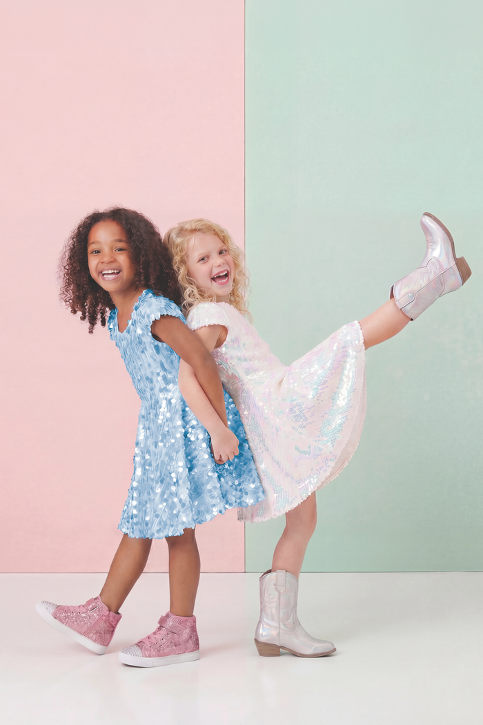 Great Pretenders Sequins Concert Queen Blue Dress – Kids Sequin Pop Star Costume Size 3-4 (Ages 3+)
