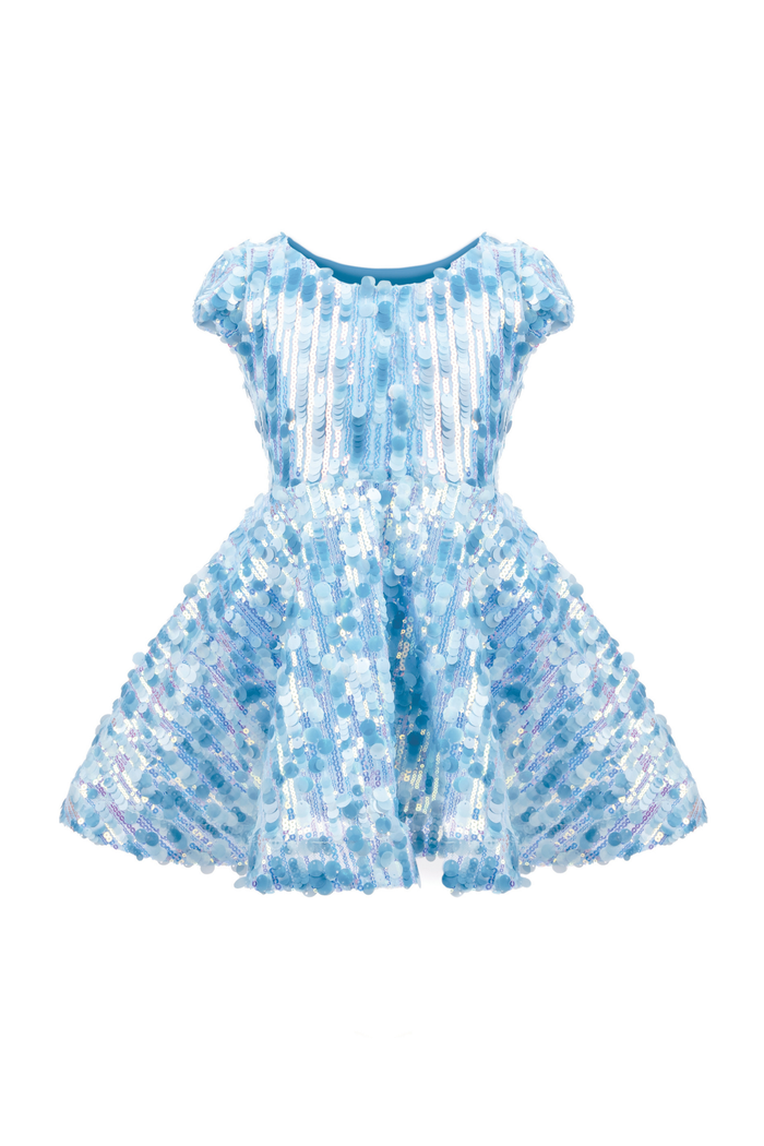 Great Pretenders Sequins Concert Queen Blue Dress – Kids Sequin Pop Star Costume Size 3-4 (Ages 3+)