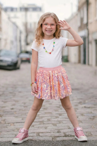 Great Pretenders Center Stage Hot Pink Skirt – Kids Sequin Twirl Skirt Size 4-6 (Ages 4+)
