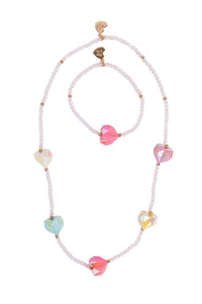 Great Pretenders Heart Geode Necklace & Bracelet Set – Kids Crystal Geode Jewellery Set (Ages 5+)