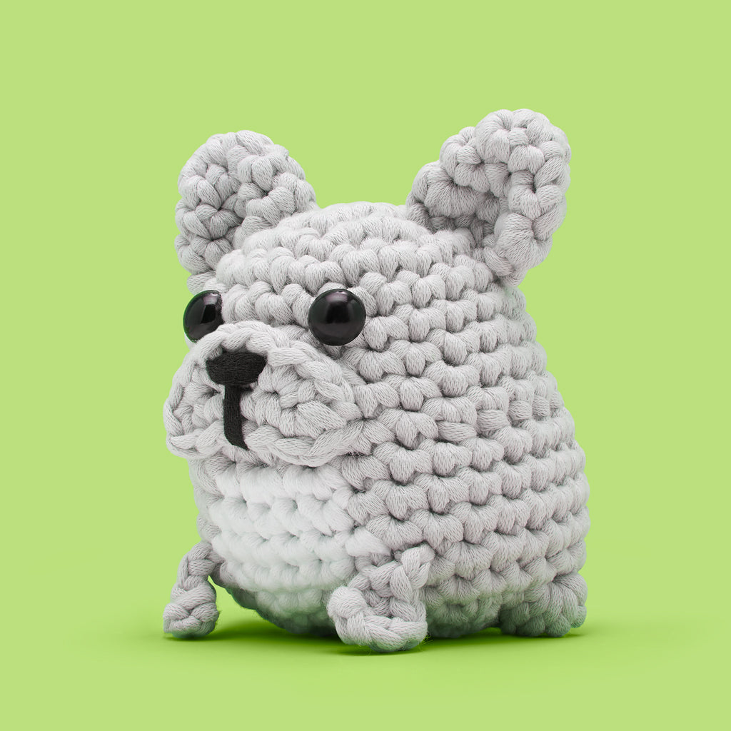 The Woobles Hugo the French Bulldog Beginner Crochet Kit | Easy Amigurumi Dog for Ages 8+