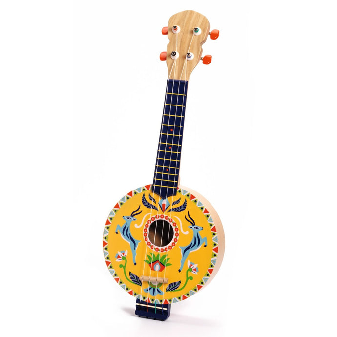 Djeco Animambo 4-String Wooden Banjo – Kids Musical Instrument for Beginners (Ages 3+)