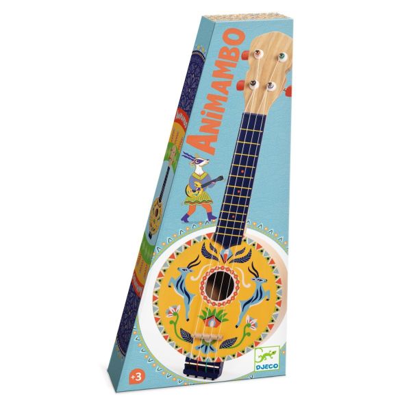 Djeco Animambo 4-String Wooden Banjo – Kids Musical Instrument for Beginners (Ages 3+)