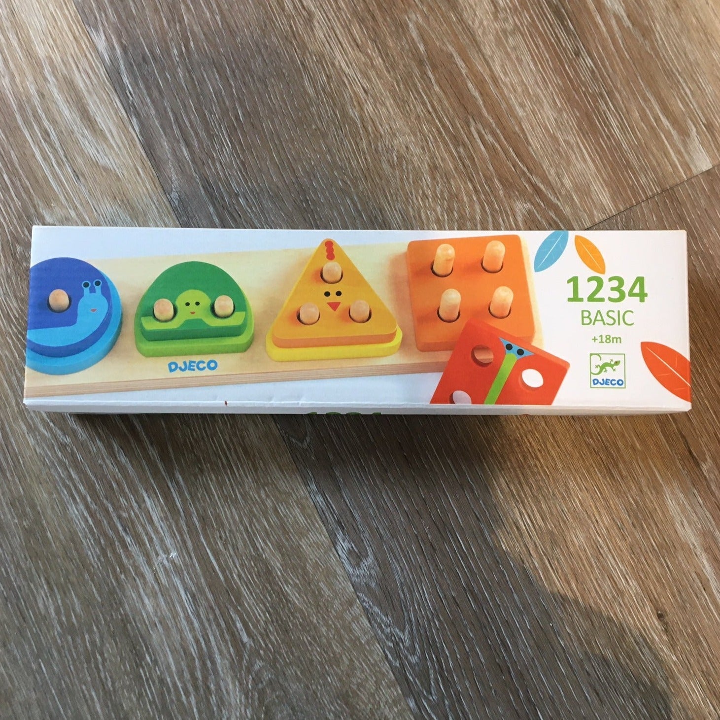 Djeco 1234 Basic – Wooden Shape & Colour Animal Puzzle Board for Babies (Ages 12m+)
