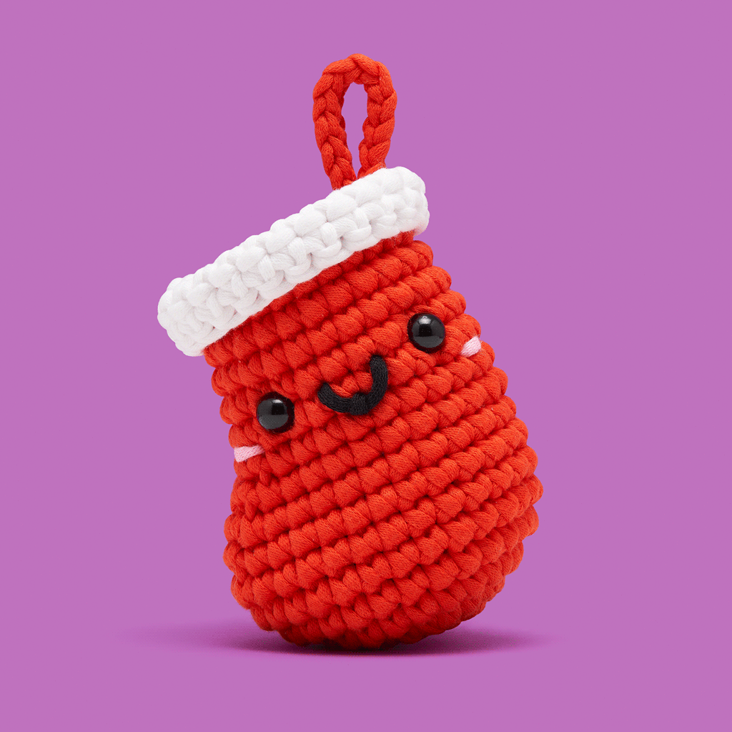 The Woobles Janus the Stocking Beginner Crochet Kit | Christmas Amigurumi Kit for Ages 8+