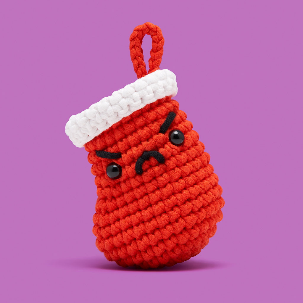 The Woobles Janus the Stocking Beginner Crochet Kit | Christmas Amigurumi Kit for Ages 8+