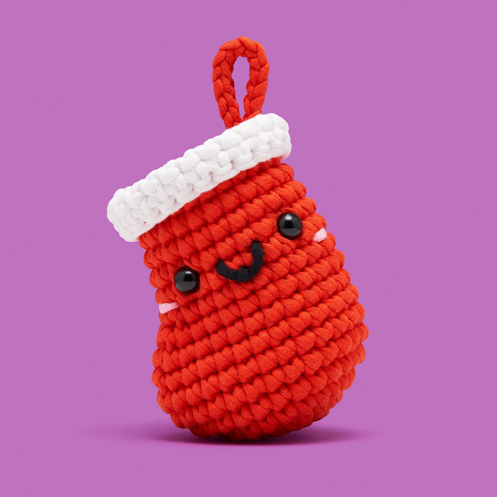 The Woobles Janus the Stocking Beginner Crochet Kit | Christmas Amigurumi Kit for Ages 8+