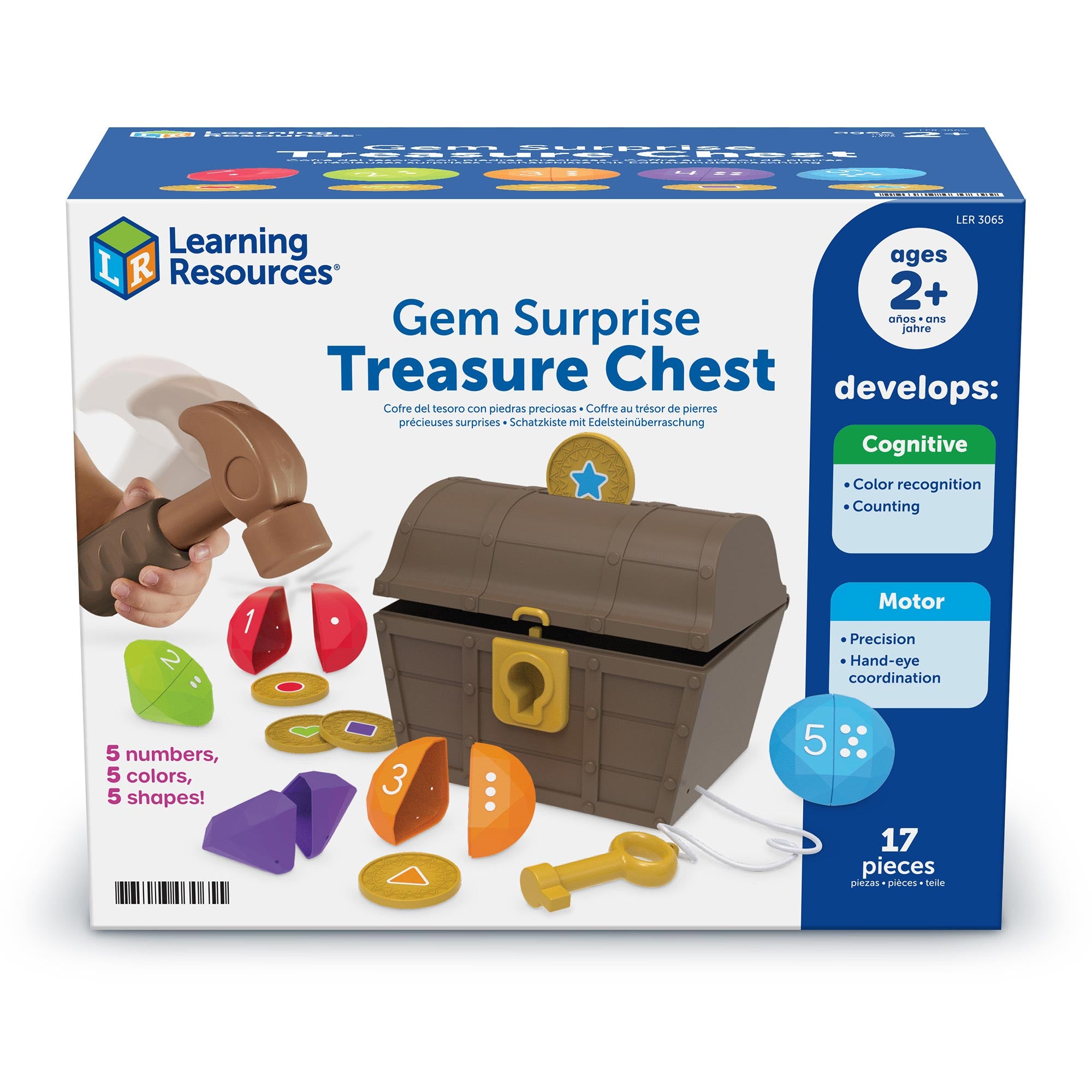 Learning Resources Gem Surprise Treasure Chest – Number & Colour Recognition Toy (Ages 3+)